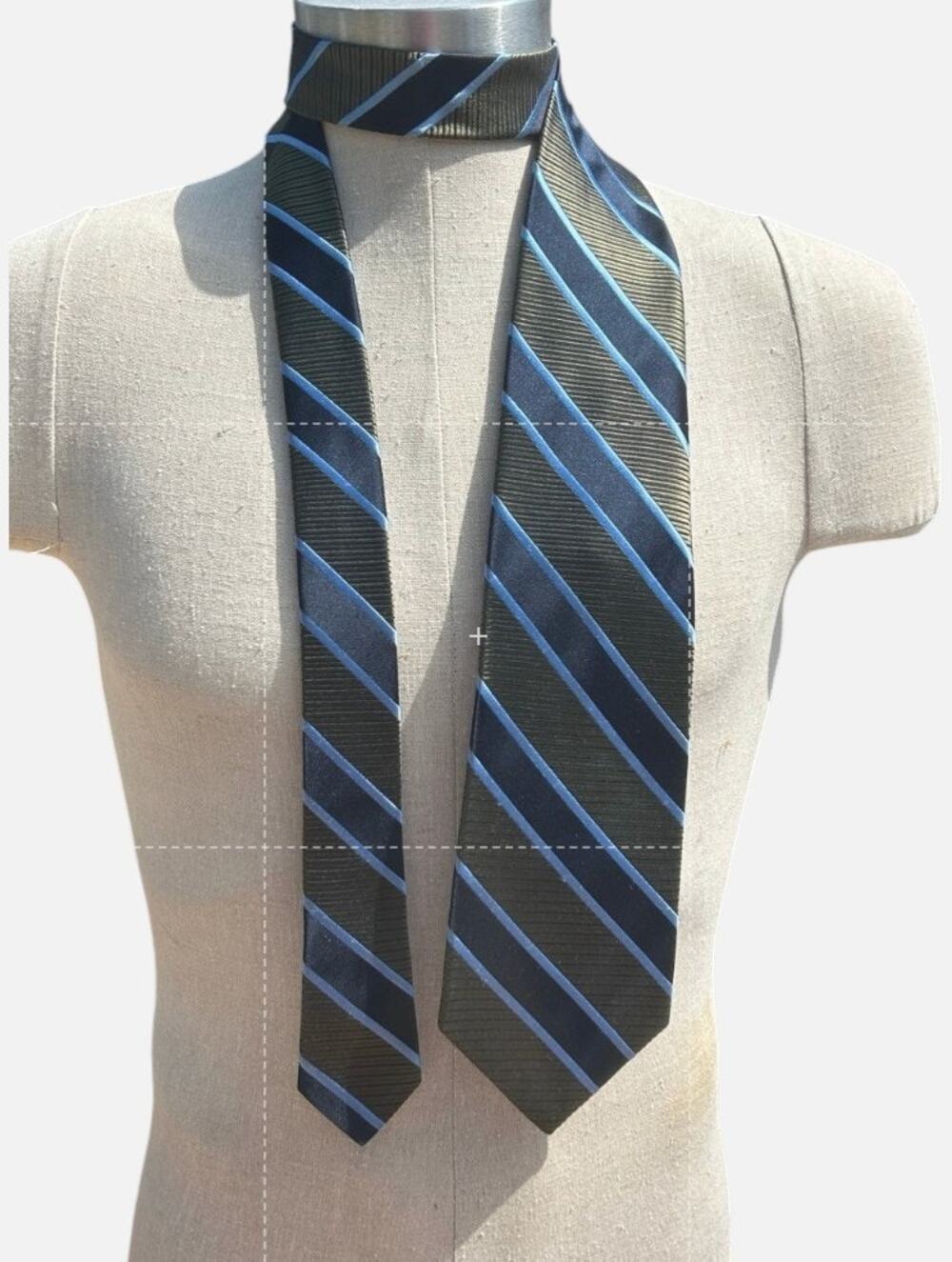 Daniel Cremieux Men’s 100% Silk Tie, Navy Blue & Sage Olive Green Striped